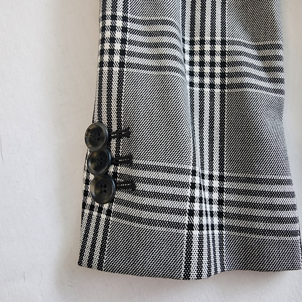 Emporio Armani Size 42 Womens Grey Black White Glen Checkered Blazer - Picture 4 of 11